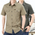 baratos Camisas de trabalho masculinas-Homens Camisa Social camisa de verão Camisa casual camisa de botão Camisa de carga Preto Amarelo Azul Laranja Verde Manga Curta Tecido Colarinho de Camisa Férias Havaiana Bolsos Roupa 100% Algodão