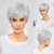 cheap Older Wigs-Light Blonde Mixed Off-White Short Pixie Cut Wigs for Women With Bangs Human-hair Like Texture Natural Layered Hair