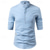 cheap Cotton Linen Shirt-Men&#039;s Shirt Linen Shirt Popover Shirt Casual Shirt Cotton Shirt Plain Vacation Hawaiian Black White Apricot Gray 3/4 Length Sleeve Band Collar Summer Spring Clothing Apparel Button-Down