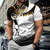 cheap Men&#039;s Sports Polo-Men&#039;s Graphic Zip Polo Short Sleeve Turndown Modern Casual / Sporty Sports &amp; Outdoor Athleisure Casual Daily 3D Print Summer Black-White