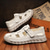 abordables sandalias de exterior-Sandalias de pescador de piel sintética marrón para hombre: cómodas sandalias con velcro para exteriores, ideales para verano y uso informal.