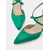 abordables cóctel-Tacones de satén verde con punta puntiaguda y tiras cruzadas para mujer: un look atrevido para cócteles y ocasiones glamurosas.