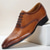 cheap Classic Dress Shoes-Men's Brown Premium Cowhide Lace-Up Oxford Shoes – Stylish Genuine Leather Shoes for Formal and kentucky derby