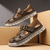 abordables sandalias de exterior-Sandalias de pescador de piel sintética marrón para hombre: cómodas sandalias con velcro para exteriores, ideales para verano y uso informal.