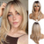 cheap Synthetic Trendy Wigs-20 Inches Long Straight Blonde Layered Synthetic Hair Wigs for Women with Dark Roots for Daily Party Use