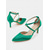 abordables cóctel-Tacones de satén verde con punta puntiaguda y tiras cruzadas para mujer: un look atrevido para cócteles y ocasiones glamurosas.