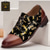 cheap Jacquard shoes-Men&#039;s Vintage Lace-Up Oxford Shoes - Black with Dragonfly Jacquard Fabric, Brown Faux Leather Toe Cap and Heel, Ideal for Casual and Retro Styles