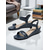 cheap Dress Sandals-Women&#039;s Comfort Wedge Sandals – Faux Leather Croc Texture Slingback Design for Business Casual Outfits