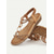 cheap Vacation Sandals-Women&#039;s Tan Gladiator Flat Sandals with Gold Circle Accents and Rhinestone Detailing, Bohemian Style, Perfect for Casual Summer Outings and Beachwear