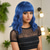 cheap Synthetic Trendy Wigs-Women&#039;s Synthetic Wig Deep Wave Water Wave Asymmetrical Neat Bangs 16 Inch A1 Comfort Classic Machine Made Blue