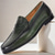 cheap Premium Leather Loafers-Men&#039;s Green Leather Loafers with Crocodile Pattern – Kentucky Derby Shoes for Casual and Semi-Formal Events