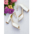 cheap Formal-Women&#039;s White Open-Toe Ankle Strap High Heel Wedding Sandals, Stylish Block Heels for Bridal Parties and Wedding Ceremonies