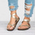 cheap Casual Sandals-Women&#039;s Brown Strappy Flat Sandals – Comfortable Cork Sole with Adjustable Buckle, Casual Summer Beach Footwear