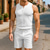 abordables Camisetas sin mangas de gimnasio-Hombre Camiseta sin mangas con diseño de gofre Henley Shirt Top Camisetas Interiores Sin Mangas Henley Verano Plano Moda Design Casual Botones Casual Exterior Noche Azul Claro Camiseta superior para