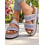 cheap Vacation Sandals-Women&#039;s Boho Blue Woven Slide Sandals – Ethnic Platform Slippers for Beach Holidays &amp; Casual Summer Outfits