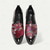 baratos Sapatos Sociais Elementares-Sapatos Oxford em Couro Vermelho e Roxo Masculinos com Padrão Floral e Design de Cadarço com Ponta Dourada–Elegantes Fashion-forward Ideais para Ocasiões Formais e Festas