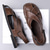 cheap Vacation Sandals-Men's Brown Faux Leather Cross-Strap Sandals with Adjustable Closure - Comfortable and Trendy Sandals for Warm Weather