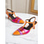 cheap 1950s-Women&#039;s Orange and Fuchsia Metallic T-Strap Heels – Colorblock Pointed Toe Retro Kitten Pumps for Dance Party, Nightclub, and 1950s Vintage Events