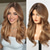 cheap Synthetic Trendy Wigs-Natural Long Wigs for Women with Fringe Synthetic Heat Resistant Hair Ombre Brown Wig for Daily Party Cosplay Use