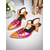 cheap 1950s-Women&#039;s Orange and Fuchsia Metallic T-Strap Heels – Colorblock Pointed Toe Retro Kitten Pumps for Dance Party, Nightclub, and 1950s Vintage Events