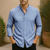 baratos Camisa Algodão Linho-Homens Camisa Social Camisa de linho Camisa Popover Camisa casual Camisa de algodão Riscas Férias Havaiana Preto Azul Azul Escuro Cinzento Manga 3/4 Faixa Primavera Outono Roupa