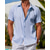 cheap Men&#039;s Casual Shirts-Men&#039;s Shirt Summer Shirt Casual Shirt Beach Shirt Button Up Shirt Black White Light Green Wine Navy Blue Short Sleeve Plain Lapel Vacation Hawaiian Buttons Clothing Apparel Fashion Casual Comfortable