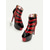 cheap 1980s-Women&#039;s Red and Black Patent Leather Platform Heels – Glossy Strappy Sandals with 1980s Punk Style for Nightlife and Clubwear