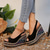 cheap Women&#039;s Sandals-Women&#039;s Black Espadrille Wedge Sandals with Colorful Geometric Pattern and Ankle Strap, Stylish Summer Platform Shoes for Beach, Vacation, and Casual Outfits