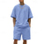 cheap Men&#039;s Tee Sets-Men&#039;s T-shirt Suits 2 Pieces Outfits Tee &amp; Shorts Short Sleeve Crew Neck Summer Plain Fashion Casual 2 Piece Vacation Daily Wear Going out Black White Navy Blue Top Tee for Men