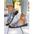 cheap Casual Sandals-Women&#039;s Blue Abstract Denim Print Peep-Toe Sandals – Artistic Slingback Sandals for Summer Vacations, Resort &amp; Casual Outfits