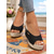 cheap Vacation Sandals-Women&#039;s Black Wedge Slide Sandals with Peep Toe – Casual Summer Espadrille Platform Shoes for Vacation and Beachwear