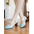 abordables años 1930-Zapatos de tacón con tiras cruzadas en azul claro de los años 20 para mujer: zapatos de tacón retro de piel sintética con tacón acampanado para la oficina, fiestas y looks inspirados.