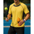preiswerte Herrenhemd-Herren Patchwork Sporthemd Tennis Shirt Tennis-T-Shirt Kurze Ärmel Schweißableitend Feuchtigkeitsableitend Atmungsaktiv Tennis Golfspiel Pickleball Rundhalsausschnitt Gelb Hellgrau Purpur