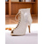 economico Scarpe per balli latini-Scarpe da ballo da donna con punta aperta, lacci blu, pannelli in rete e tacco, calzature professionali per balli latini per spettacoli e competizioni