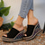cheap Women&#039;s Sandals-Women&#039;s Black Espadrille Wedge Sandals with Colorful Geometric Pattern and Ankle Strap, Stylish Summer Platform Shoes for Beach, Vacation, and Casual Outfits