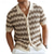 cheap Vacation-Men&#039;s Button Up Polos Golf Shirt Casual Sports Lapel Short Sleeve Fashion Basic Lines / Waves Buttons Summer Yellow Blue Brown Button Up Polos