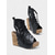 cheap Vacation Sandals-Women&#039;s Black Floral Cutout Lace-Up Wedge Sandals – Boho Festival Platform Shoes for Outdoor Events