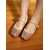 cheap Women&#039;s Flats-Women&#039;s Beige Mary Jane Flats with Rhinestone Detailing and Pearl Accent, Comfortable and Stylish, Perfect for Casual Date Nights