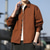 preiswerte Hemdjacke für Herren-Herren Hemd Freizeithemd Hemdjacke Einfach Urlaub Alltagskleidung Schwarz Orange Armeegrün Kaffee Langarm Revers Frühling Herbst Bekleidung Tasche