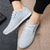 cheap Casual Lace-Up Shoes-Men's Blue Denim Slip-on Sneakers with Textured Upper - Casual, Comfortable, Ideal for Daily Wear, Travel and Relaxed Settings