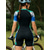 voordelige Triatlon dameskleding-Dames Triathlonpak Korte mouw Bergracen Wegwielrennen Zomer blauw Grafisch Lijnen / golven Gestreept Fietsen Sneldrogend Ultra-Violetbestendig Rits Aan De Voorzijde Achterzak Rekbaar Spandex Sport