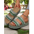 cheap Vacation Sandals-Women&#039;s Boho Blue Woven Slide Sandals – Ethnic Platform Slippers for Beach Holidays &amp; Casual Summer Outfits