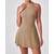 cheap Women's Tennis Dress-Women's Solid Colored Tennis Dress with Built in Shorts and Bra Sports Dress Sleeveless Ruched Breathable Tennis Pickleball Round Dress Khaki Black Dark Navy Tennis Clothing