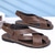 cheap Vacation Sandals-Men's Brown Faux Leather Cross-Strap Sandals with Adjustable Closure - Comfortable and Trendy Sandals for Warm Weather