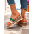 billige Ferietøfler-Røde og beige kile-sandaler til dame – komfortable slip-on-sko med åpen tå og dekorative stropper for sommerutflukter, strand og fritidsklær