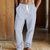 cheap Holiday-Men&#039;s Linen Pants Trousers Summer Pants Beach Pants Pocket Drawstring Elastic Waist Striped Comfort Breathable Vacation Daily Holiday Hawaiian Boho Red Dark Blue