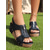 cheap Casual Sandals-Women’s Black Wedge Sandals with Zipper — Faux Leather Studded Open-Toe Heels, Cork Platform Design, for Vacation, Beach and Weekend Outings