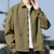 preiswerte Hemdjacke für Herren-Herren Hemd Freizeithemd Hemdjacke Einfach Urlaub Alltagskleidung Schwarz Orange Armeegrün Kaffee Langarm Revers Frühling Herbst Bekleidung Tasche