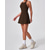 cheap Women's Tennis Dress-Women's Solid Colored Tennis Dress with Built in Shorts and Bra Sports Dress Sleeveless Ruched Breathable Tennis Pickleball Round Dress Khaki Black Dark Navy Tennis Clothing