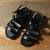 preiswerte Lässige Sandalen-Schwarze, minimalistische Sandalen aus Kunstleder für Herren – stilvolles Kreuzriemen-Design mit Schnallenverschluss für lässige Sommerkleidung